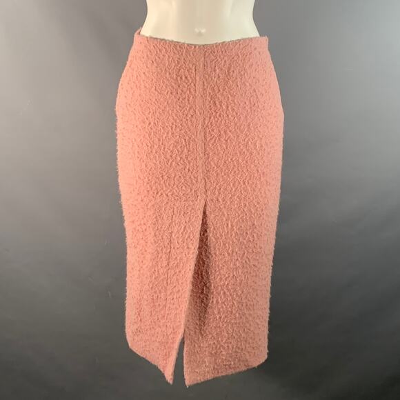 MARNI Size 4 Pink Alpaca Blend Textured Pencil Mid-Calf Skirt